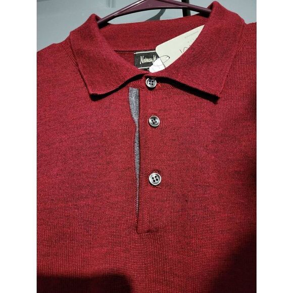NWT Neiman Marcus deep red collard long-sleeved sweater - Picture 3 of 7